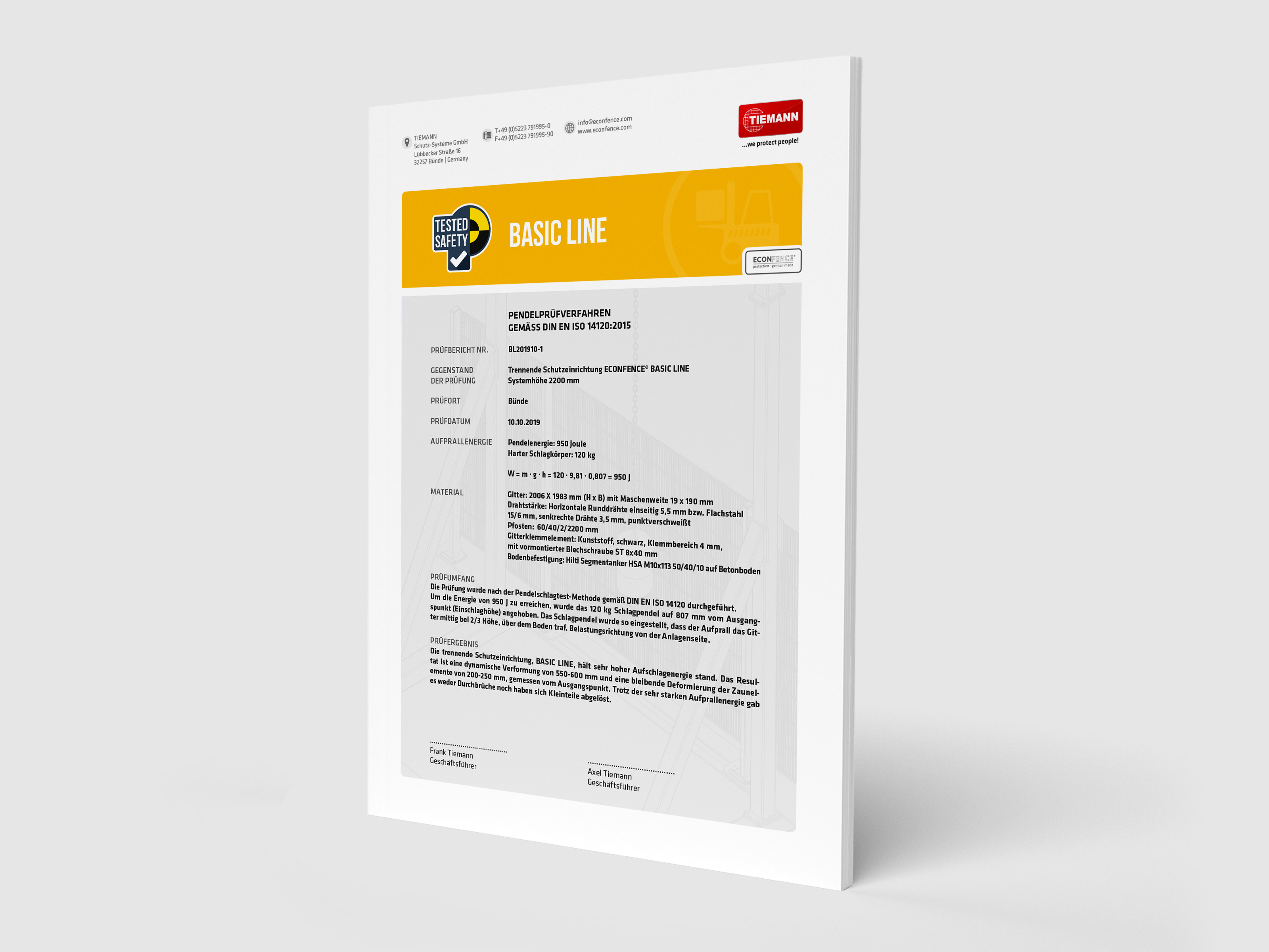 Basic Line - Pendelschlagtest - Zertifikat