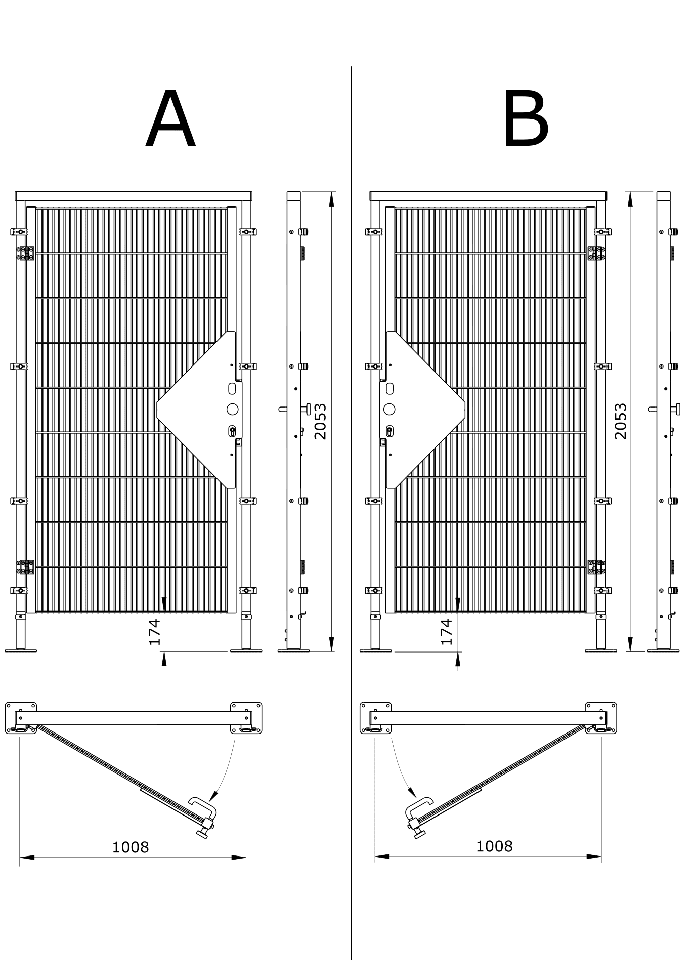 Drehtür für Maschinenschutzgitter ECONFENCE® BASIC LINE TS01 1000x2200 RAL 5015